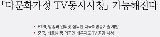 다문화가정 TV동시시청 가능해진다