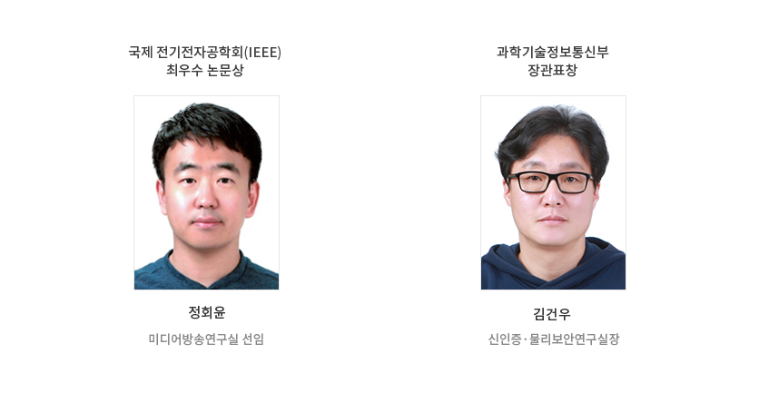 이달의 ETRI 수상자 정회윤 선임(왼쪽),김건우 연구실장(오른쪽)